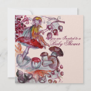 MAGISKT FOLLET AV MUSHROOMER ROSA GIRL BABY SHOWER INBJUDNINGAR