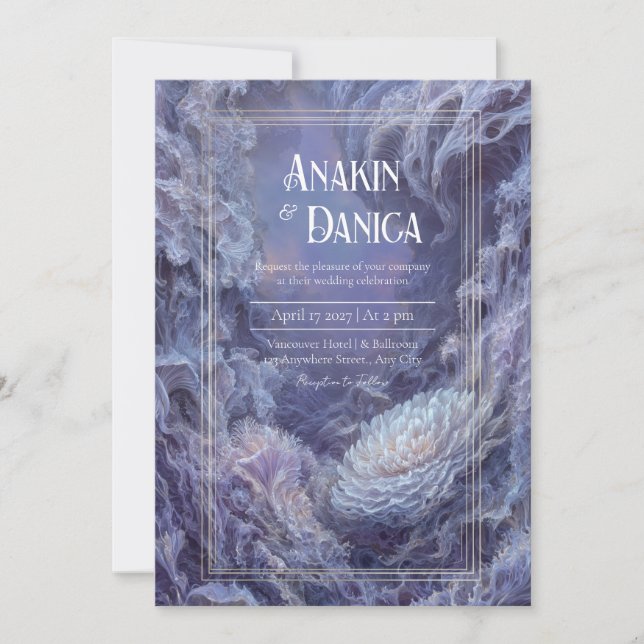 Magiskt Guld Lila Vitt Surrealistiskt Fantasy Bröl Inbjudningar (Framsida)