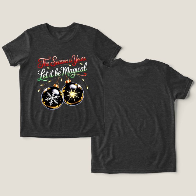 Magiskt julornament för flickor - Charmig festlig T Shirt (Design fram och bak)