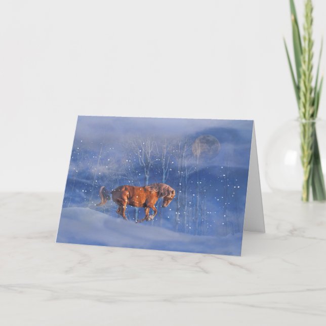 Magiskt kort för häst och Snö Helgdag (Framsida)