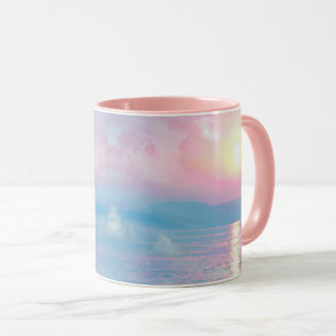 Magiskt landskap i rosa sunset mugg
