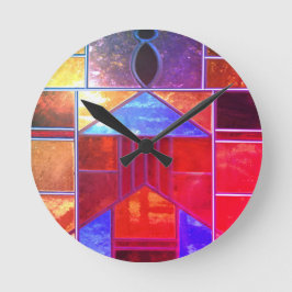 Magiskt ljus som väller ut från fönstren rund klocka