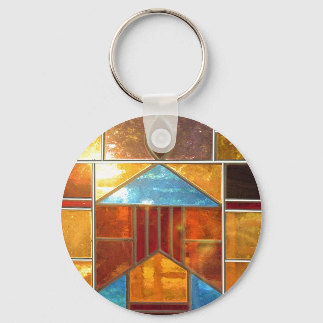 Magiskt ljus som väller ut från kyrkans fönster nyckelring (Framsida)