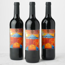 Magiskt ljus som väller ut från kyrkans fönster vinflaska etikett