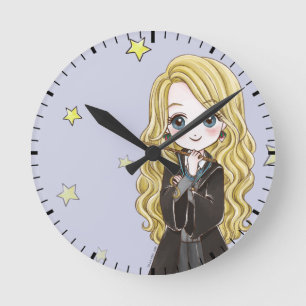 Magiskt Luna Lovegood Watercolor Rund Klocka