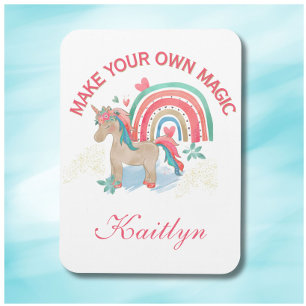 Magiskt meddelande för Unicorn Namn med vattenfärg Magnet