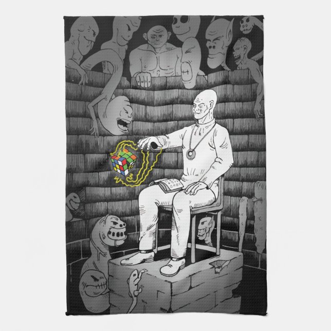 Magiskt mörk kub kökshandduk (Vertikal)