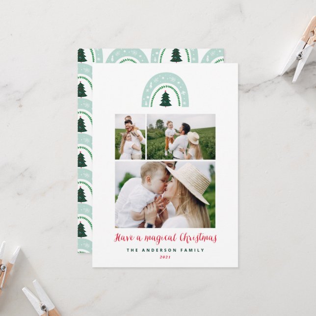 Magiskt regnbåge modern söt 3-foto jul (Fram/Back In Situ)