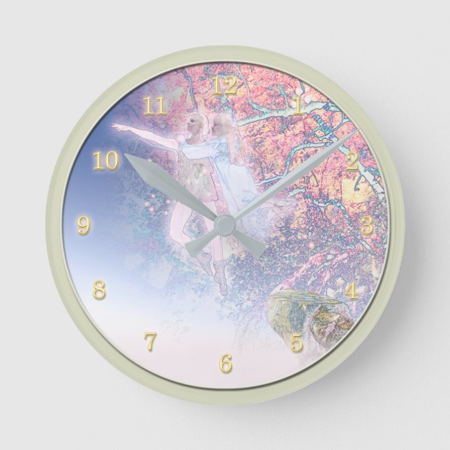 MAGISKT SKOGSBRUK ÖNSKAR EN stjärna Rund Klocka (Framsida)