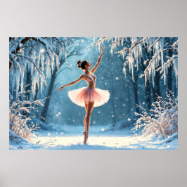 Magiskt snowfall ballerina vinterpoise art poster