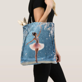 Magiskt snowfall ballerina vinterpoise art tygkasse