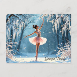 Magiskt snowfall ballerina vinterpoise art vykort