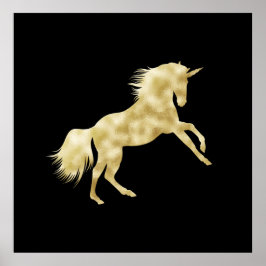 MAGISKT SVART OCH GOLDEN UNICORN POSTER