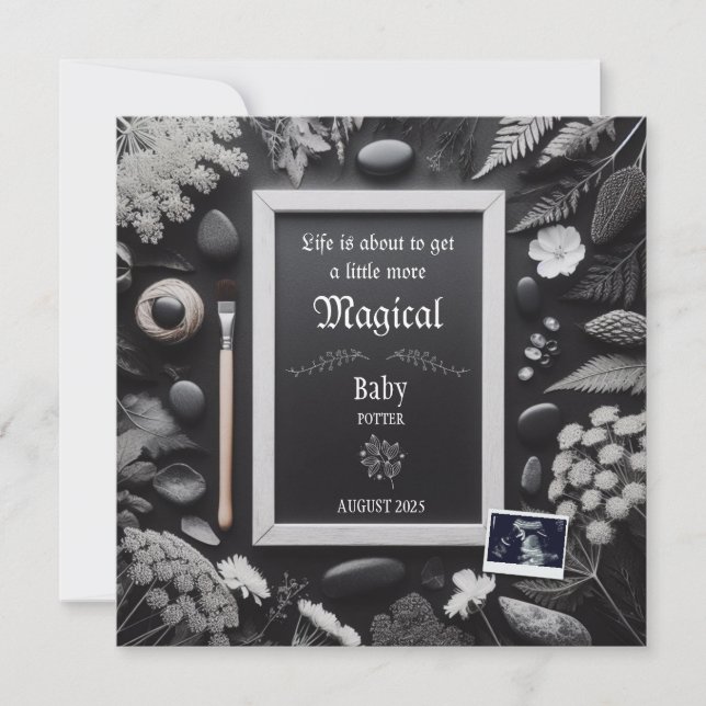 Magiskt svart tema för meddelande om gravid (Framsida)