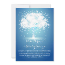 Magiskt träd, mousserande ljus blå bröllop