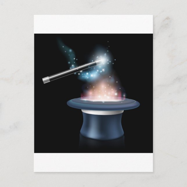 Magiskt trick och trollspö vykort (Framsida)