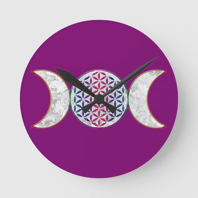 Magiskt Triple Måne - Spritblomma av Life 2 Rund Klocka (Framsida)