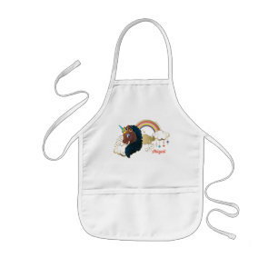 Magiskt Unicorn Rainbow & Clouds Design Barnförkläde