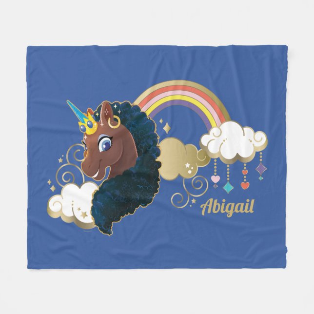 Magiskt Unicorn Rainbow & Clouds Design Fleecefilt (Framsidan (Horisontell))