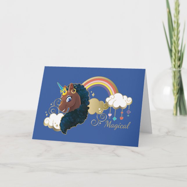 Magiskt Unicorn Rainbow & Clouds Design Kort (Framsida)