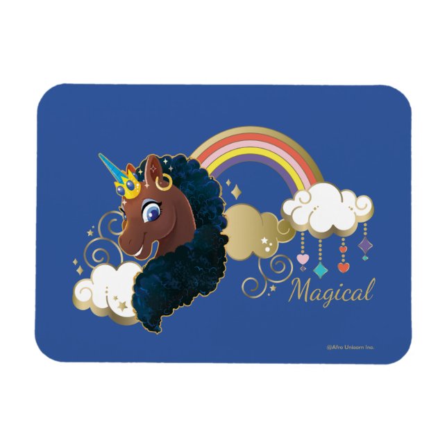 Magiskt Unicorn Rainbow & Clouds Design Magnet (Horisontell)