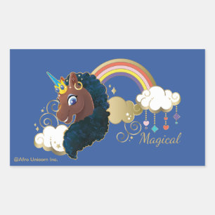 Magiskt Unicorn Rainbow & Clouds Design Rektangulärt Klistermärke