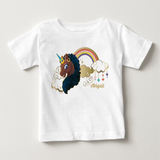 Magiskt Unicorn Rainbow & Clouds Design T Shirt (Framsida)