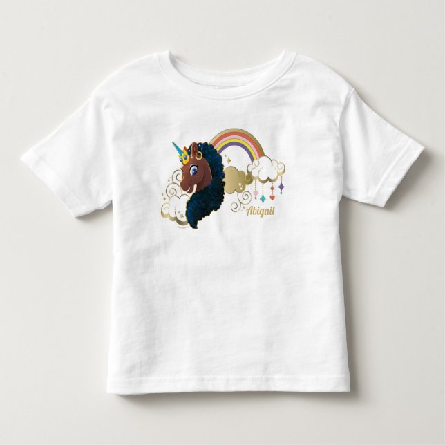 Magiskt Unicorn Rainbow & Clouds Design T Shirt (Framsida)