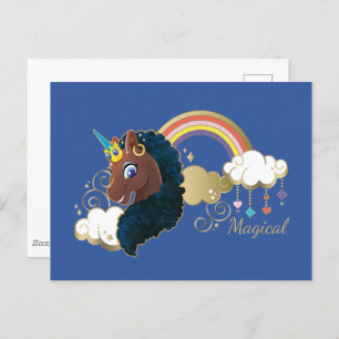 Magiskt Unicorn Rainbow & Clouds Design Vykort