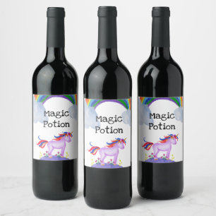 Magiskt val - Unicorn Vinflaska Etikett