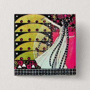 MAGISKT VÅR, vit rosa, svart gult Knapp