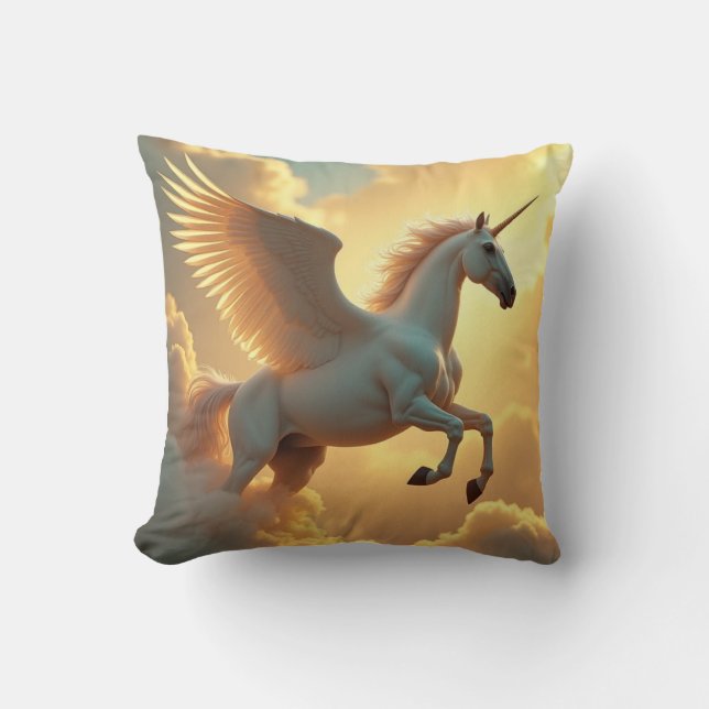 Magiskt vingade Unicorn himmel Monogram Namn Kudde (Framsida)