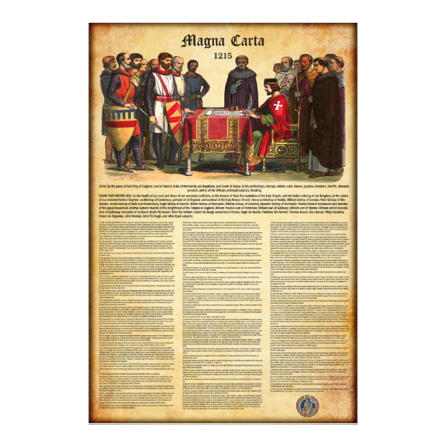 MAGNA CARTA 1215 - Engelsk text Fototryck (Framsidan)