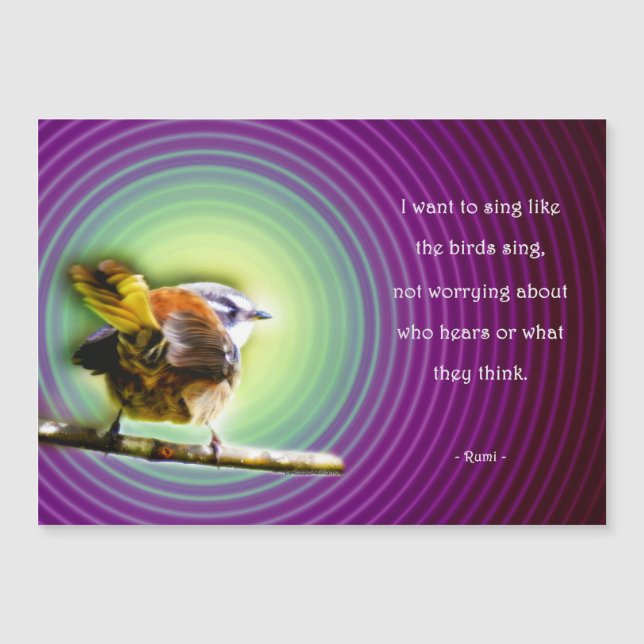Magneetkaart met Rumi - Sing like the birds (Framsida)