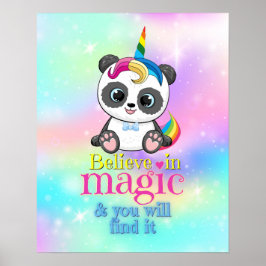 Magnesikonpanda för regnbågsbakgrundsklass poster
