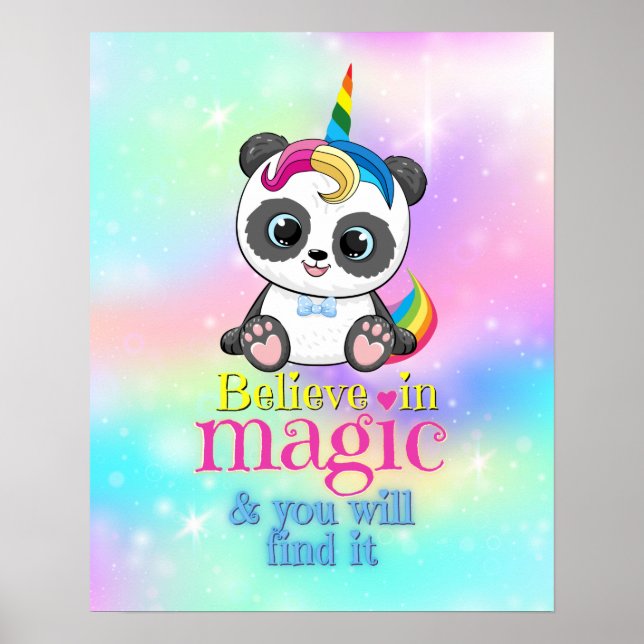 Magnesikonpanda för regnbågsbakgrundsklass poster (Framsidan)