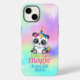 Magnesikonpanda på regnbågsbakgrund