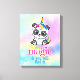 Magnesikonpanda på regnbågsbakgrund canvastryck