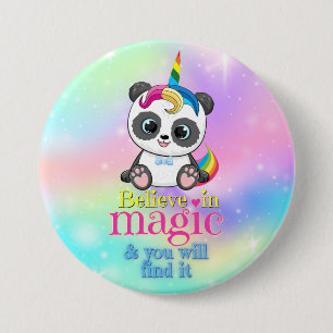 Magnesikonpanda på regnbågsbakgrund knapp