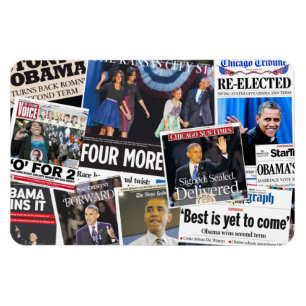Magnet 2012 för Obama tidningsrubrik