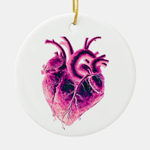 Magnet Anatomiskt hjärta rosa lila neon elektrisk  Julgransprydnad Keramik
