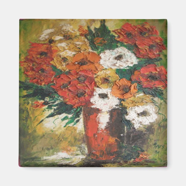 Magnet Ann Hayes Painting Red Flowers Mixed (Framsidan)