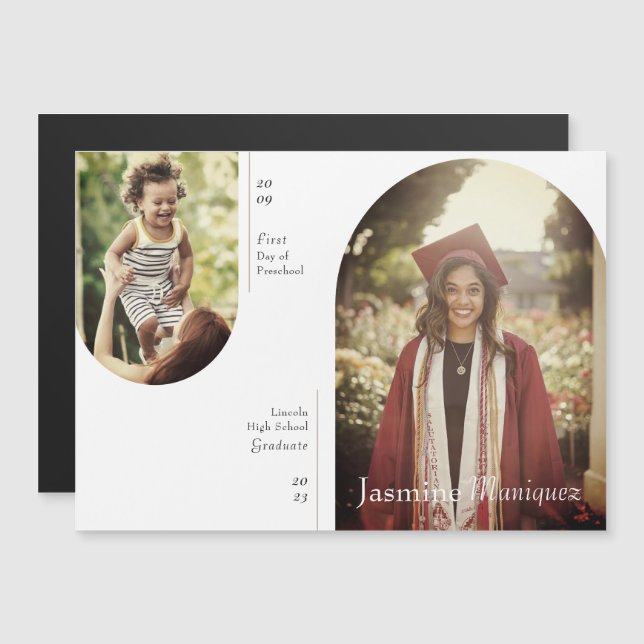 Magnet Arch Photo then/Now Studenten-meddelande (Fram/baksida)