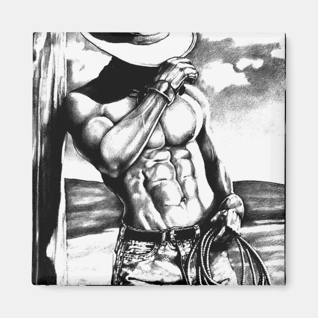 Magnet Art elegant masculine CowboyBodyBuilder (Framsidan)