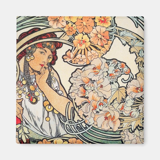 Magnet: Art nouveau - Blommornas språk Magnet (Framsidan)