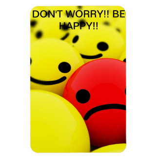 Magnet av en ledsen ansikte mitten i lycklig ansik