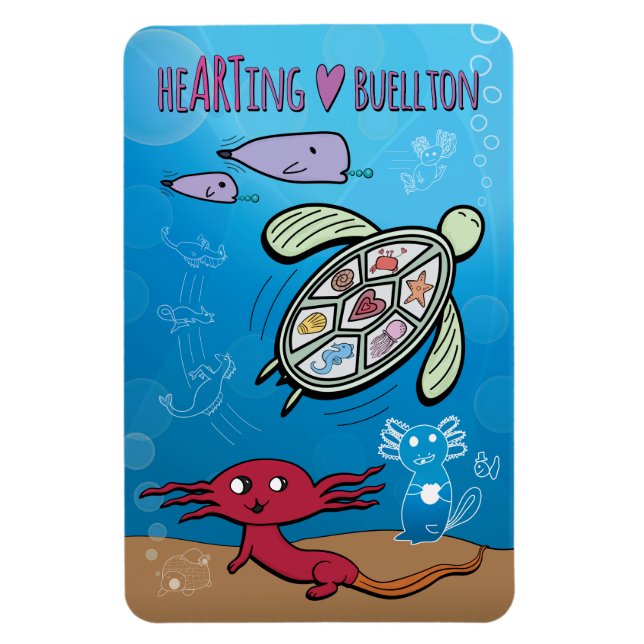 Magnet - Axolotls under havet - Buellton.Art (Vertikal)