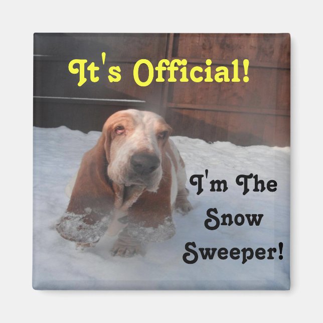 Magnet Basset Hound Snö Sweeper (Framsidan)