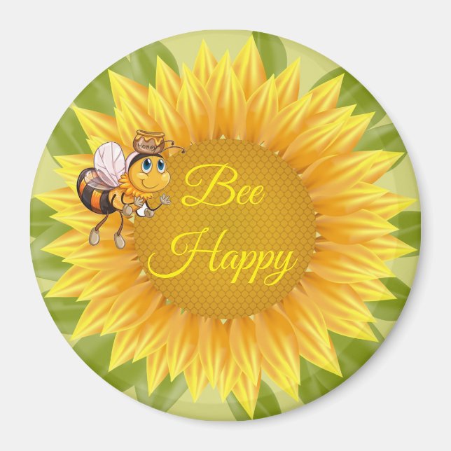 Magnet Bee Lycklig Bee Solros (Framsidan)
