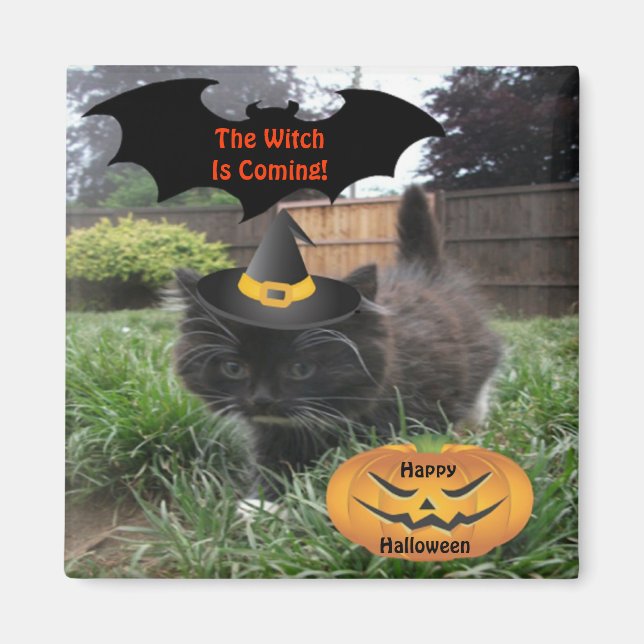 Magnet Black Cat Witch kommer (Framsidan)